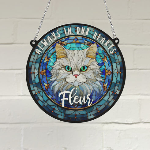 Cat Persian Memorial Stained Glass Effect Suncatcher